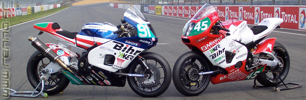 prototype MetisS 1 et 2 du team MetisS JLC Moto #45 et du team Bihr-MetisS #91 au pré Le Mans 2011 - renna.fr
